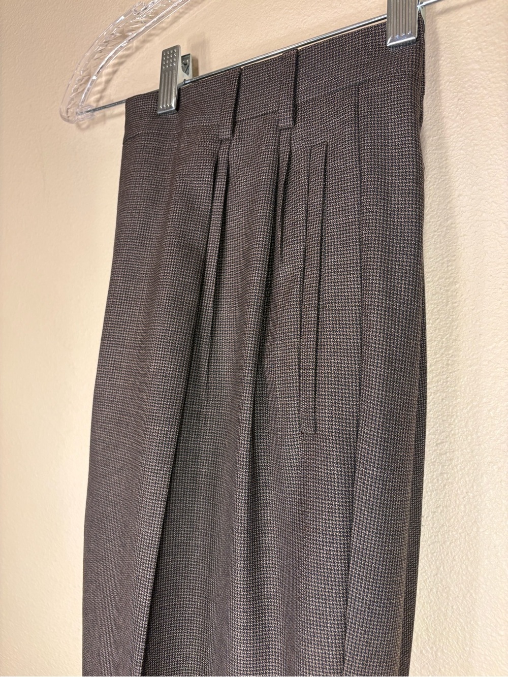Zanella Jesse Pleated Dress Pants in Dark Brown Micro-Check